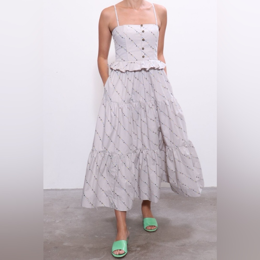 GANNI Printed Cotton Poplin Dress